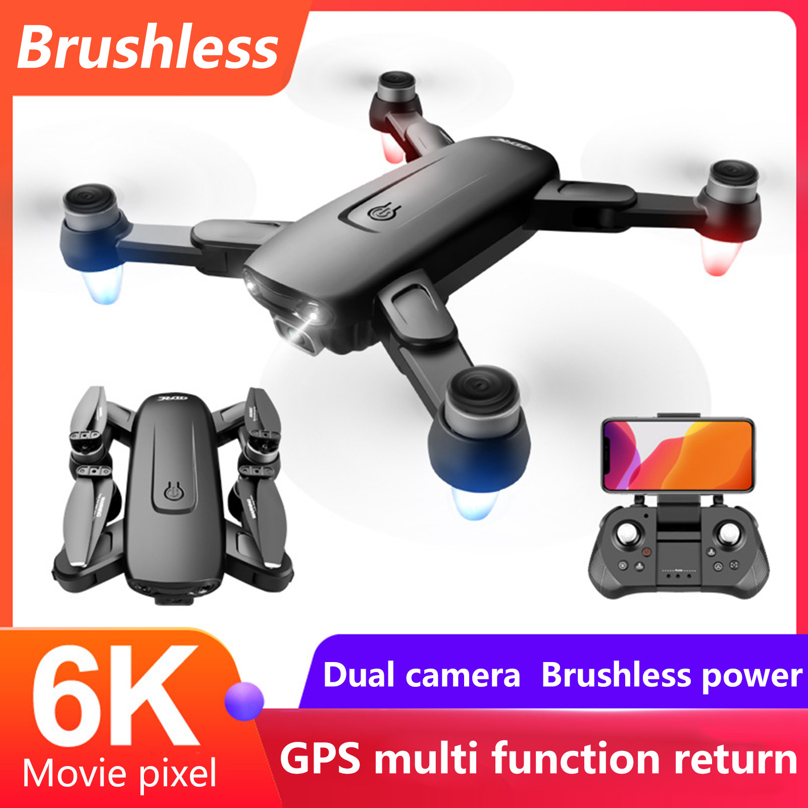 F6S Drone GPS 6K Profesional with Camera WIFI FPV RC Quadrocopter Drones Aerial Photography Brushless Power Dron Toy, 2 battery
F6S Drone GPS 6K Profesional with Camera WIFI FPV RC Quadrocopter Drones Aerial Photography Brushless Power Dron Toy, 2 battery