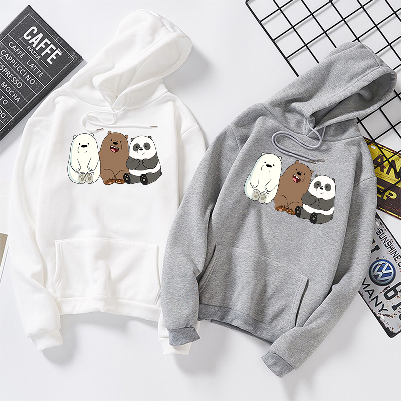 Plus size Autumn Winter Tops Velvet Sweatshirts Coat Women Anime Bears Printed Cute Hoodies Long Sleeve Streetwear Pullovers 201127