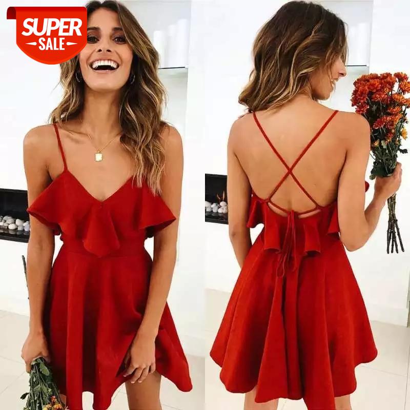 Summer Sexy Dress Women's 2019 Backless Cross Drawstring Ruffles Bundle Waist V-neck Strap Mini Dress Summer Red Vintage #Da60, Black;gray
Summer Sexy Dress Women's 2019 Backless Cross Drawstring Ruffles Bundle Waist V-neck Strap Mini Dress Summer Red Vintage #Da60, Black;gray