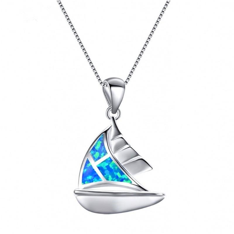 Pendant Necklaces Fashion Silver Color Blue Opal Ferry Necklace Women Bohemia Creative Sailboat Chain Collares Boho Jewelry
Pendant Necklaces Fashion Silver Color Blue Opal Ferry Necklace Women Bohemia Creative Sailboat Chain Collares Boho Jewelry