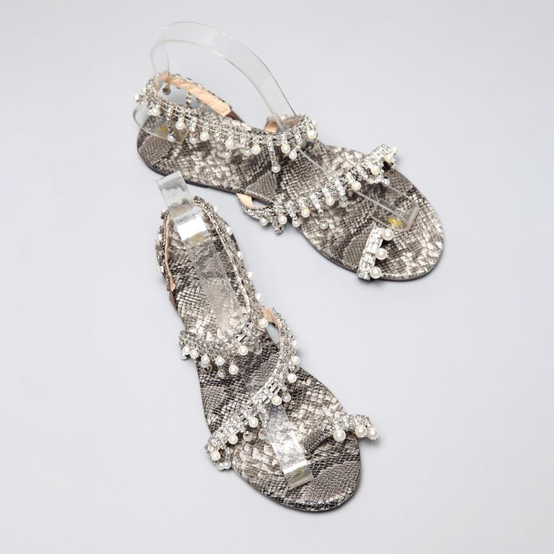 Popular snake pearl sandals in Europe and America, Snakeskin pattern