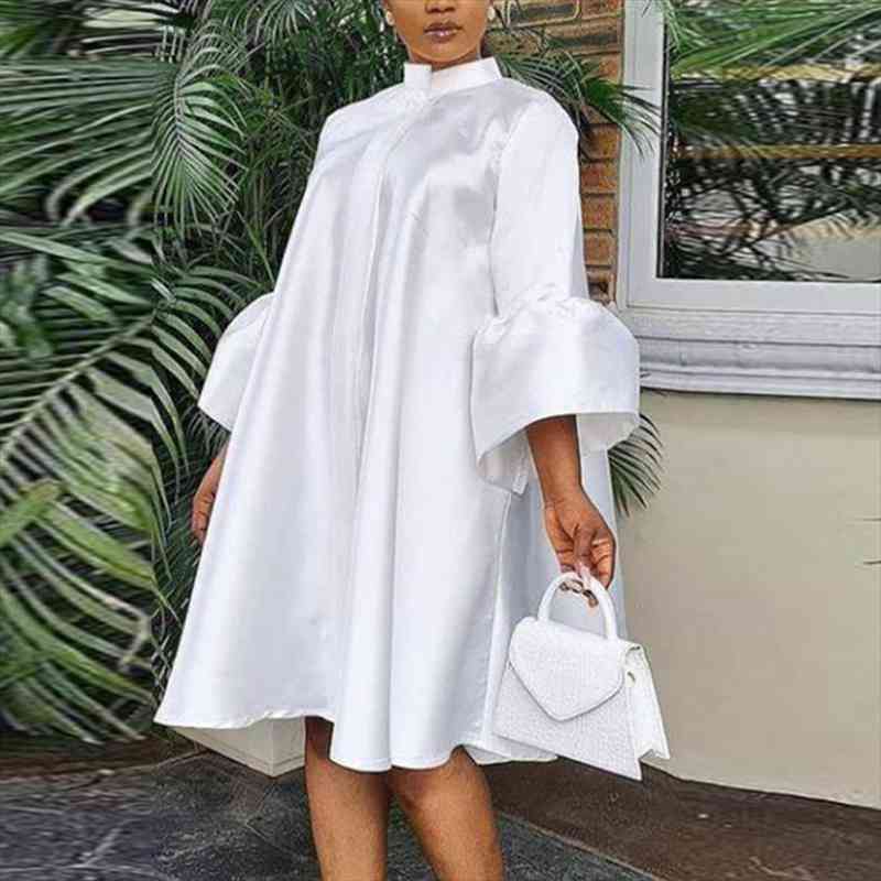 Women Loose Dresses Stand Collar Three Quarter Sleeves Oversized White Yellow Plus Size Ladies Classy Summer Autumn Robes Gowns, Black;gray
Women Loose Dresses Stand Collar Three Quarter Sleeves Oversized White Yellow Plus Size Ladies Classy Summer Autumn Robes Gowns, Black;gray