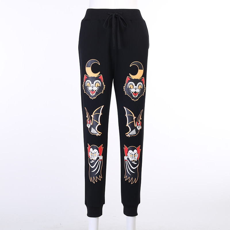 Harajuku Loose High Waist Print Pants Women Gothic Dark Casual Drawstring Trousers Autumn Halloween Streetwear Pants, Black;white
Harajuku Loose High Waist Print Pants Women Gothic Dark Casual Drawstring Trousers Autumn Halloween Streetwear Pants, Black;white