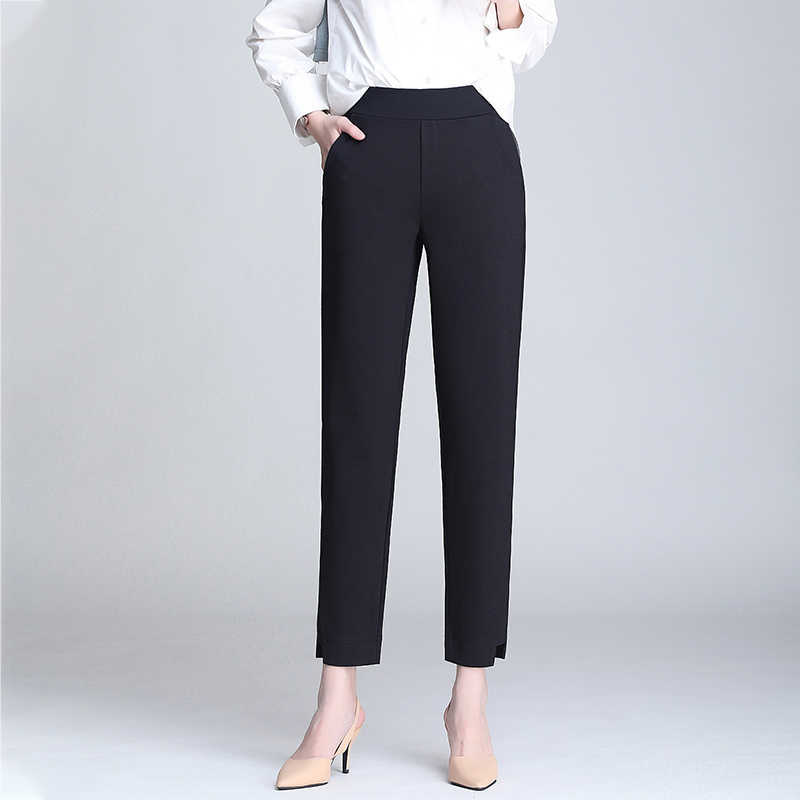 Trousers Women Ankle-length Capris Female Leggings Pantalon Femme Workwear Slim High Waist Elastic Casual Woman Pants 210608, Black
Trousers Women Ankle-length Capris Female Leggings Pantalon Femme Workwear Slim High Waist Elastic Casual Woman Pants 210608, Black