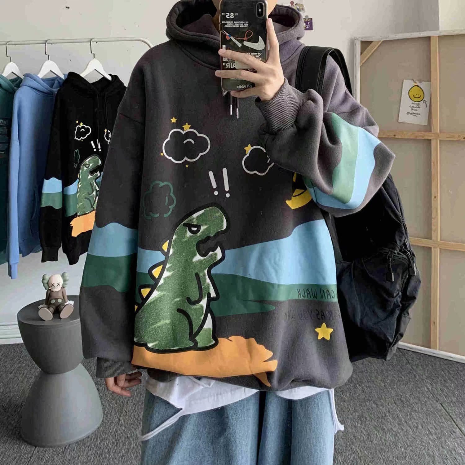 Winter Hoodie Women's Hip Hop Loose Hoodie Oversized Casual Letter Print Sweatshirt Women's Long Sleeve Top Printed Couple Wear 201126