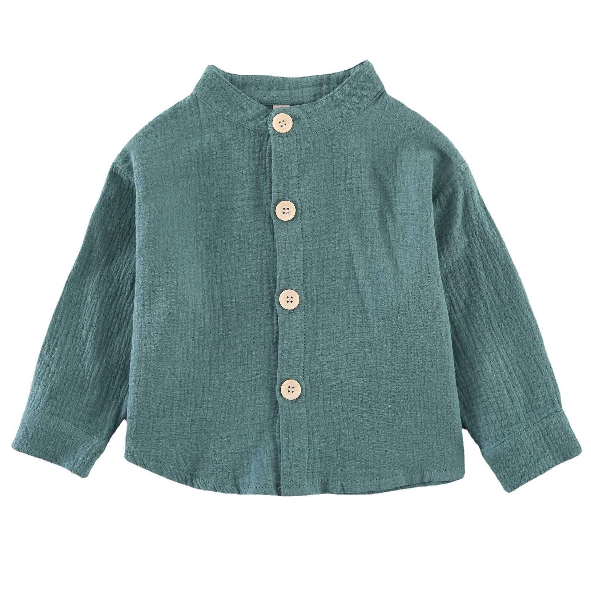 Spring cotton casual base long sleeve shirts for boys and girls simple all-match soft Tops 210713