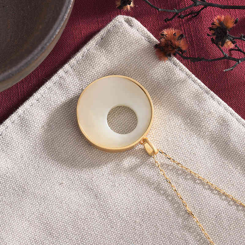 2021 Autumn and Winter Necklace Guochao Brass Gold-plated, Fish Pendant Every Year, Natural Hetian Jade Women's Jewelry