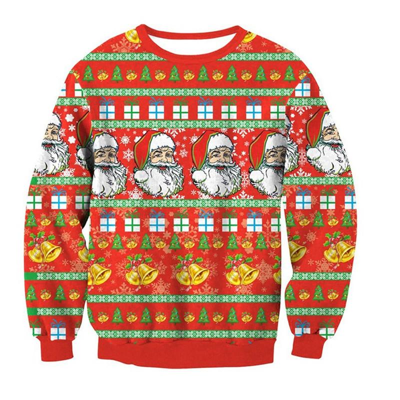 Men's Sweaters Men Women Santa Ugly Christmas Sweater Jumper Tops 3D Funny Print Autumn Winter Xmas Clothing Pullover Holiday Party Sweatshi