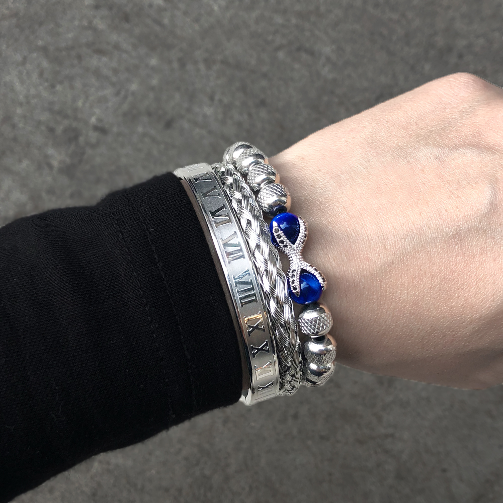 3pcs Luxury Roman Royal Dragon Claw Charm Men Stainless Steel Geometry Pulseiras Open Adjustable Bracelets Couple Jewelry