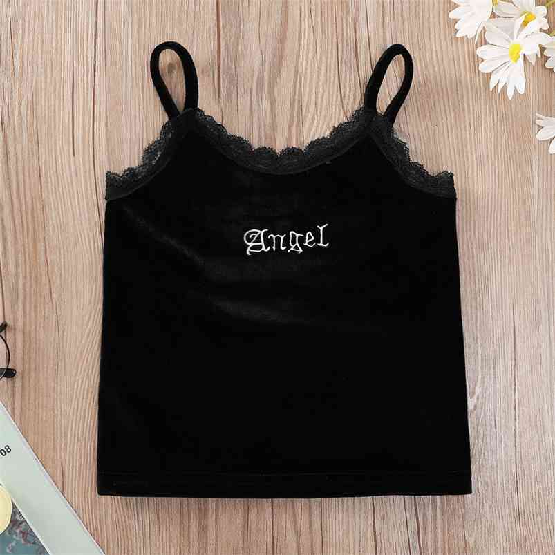 Summer Children Casual Cotton Strap Embroidery Letter Lace Black Baby Girl Or Boys T-shirt 3-10T 210629
Summer Children Casual Cotton Strap Embroidery Letter Lace Black Baby Girl Or Boys T-shirt 3-10T 210629