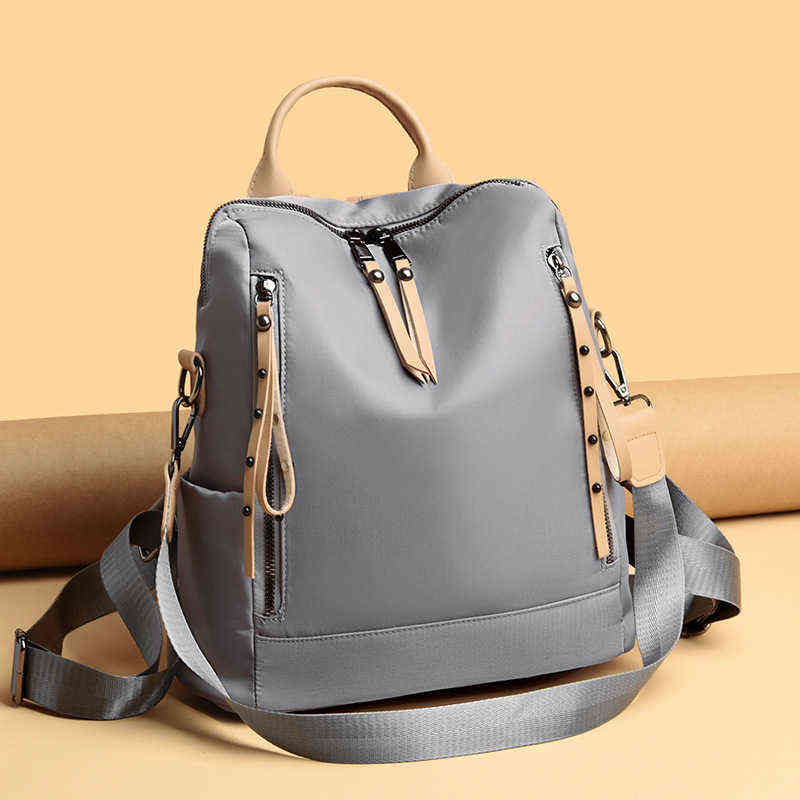 2020 new double shoulder bag women's nylon water proof Oxford cloth leisure travel outdoor women's backpack student school bag Y1105