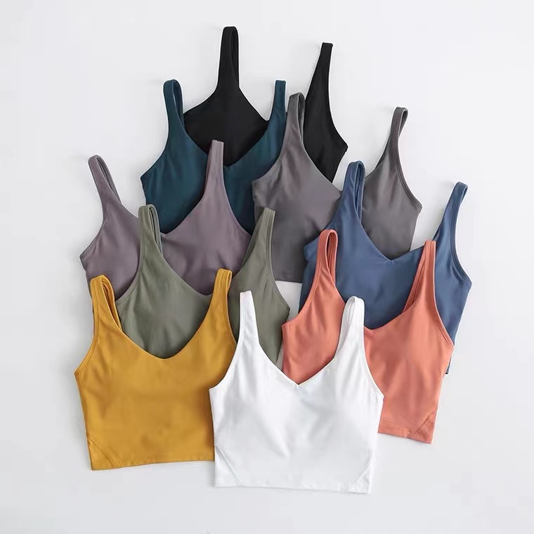 

Gym tank Clothes Women's Underwear Yoga Sports Bra Back Bodybuilding All Match Casual Push Up Align bra Crop Tops Running Fitness Workout Vest, Light grey