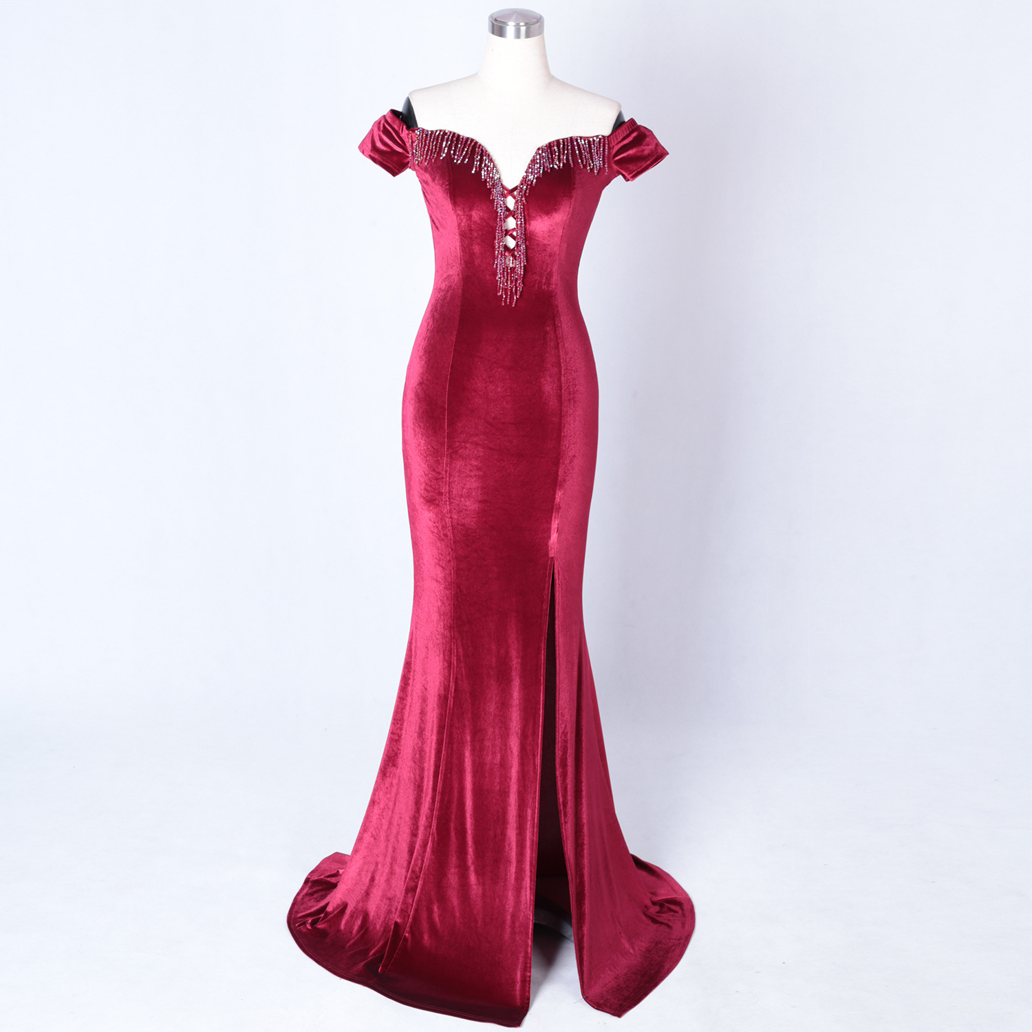 Women's Evening Dress Sexy Host Fishtail Skirt Long Velvet Slim Fit Dignified atmosphere prom gowns robe vert émeraude