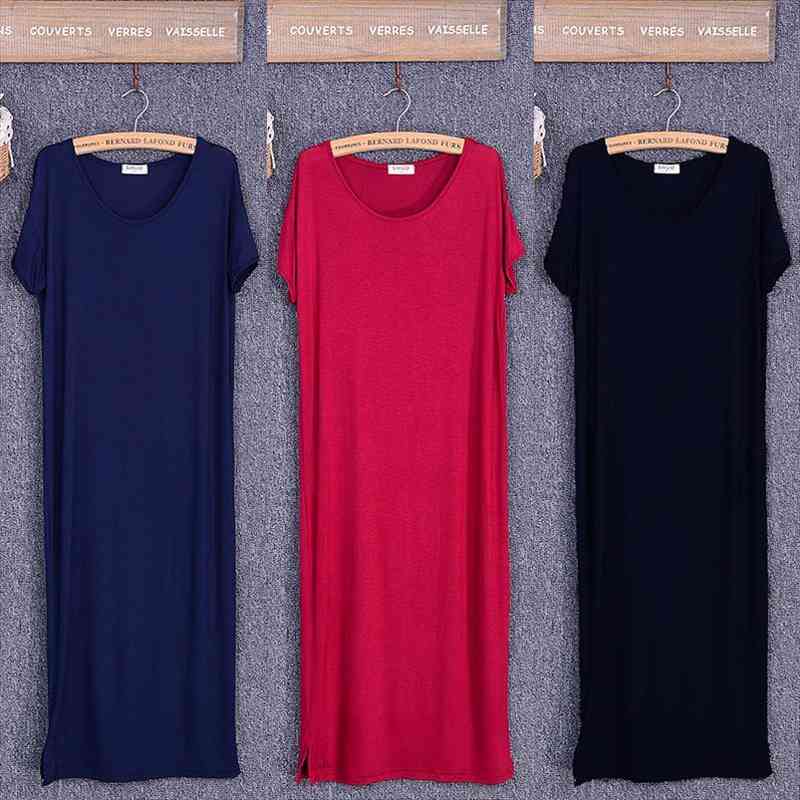 Summer Black Dress Women O-neck Knee-length Short Sleeve Solid Side Cut Casual Modal Cotton Home Dresses Size S Xl, Black;gray
Summer Black Dress Women O-neck Knee-length Short Sleeve Solid Side Cut Casual Modal Cotton Home Dresses Size S Xl, Black;gray