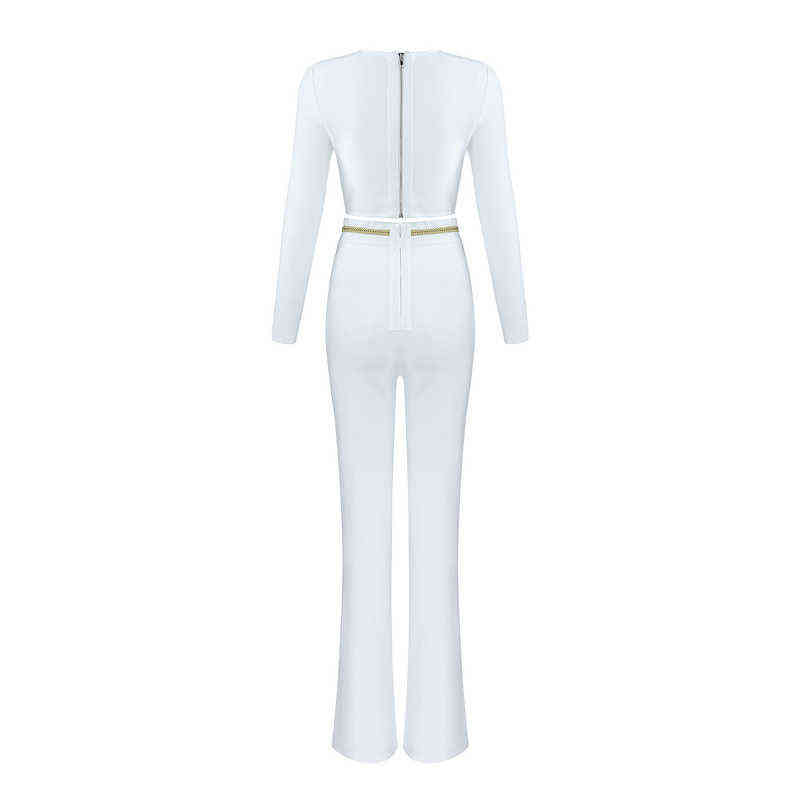 Celebrity High Quality White 2 Pieces Set Long Sleeve Fashion Rayon Bandage Night Club Party 211106