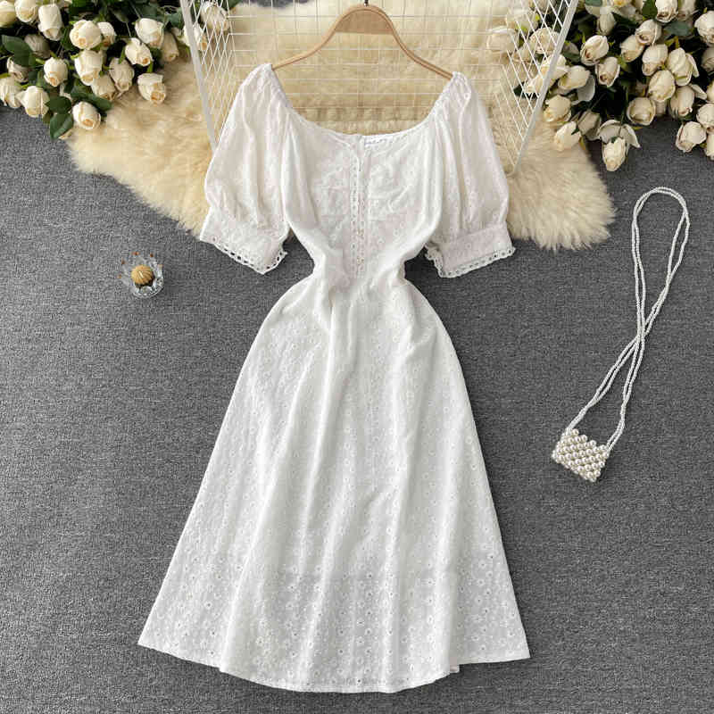 Women Lace Hollow Out Dress Square Collar Short Sleeve Arrivals Lady Temperament Fashion Spring Summer 11D559 210525, White
Women Lace Hollow Out Dress Square Collar Short Sleeve Arrivals Lady Temperament Fashion Spring Summer 11D559 210525, White