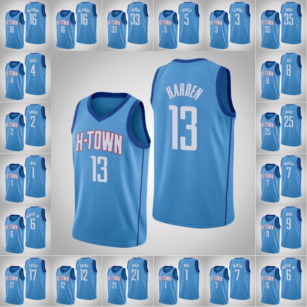 2020-21 Houston Rockets Men Christian Wood Bruno Caboclo Brodric Thomas Jae'Sean Tate John Wall Kenny Wooten Blue Jersey, Black
2020-21 Houston Rockets Men Christian Wood Bruno Caboclo Brodric Thomas Jae'Sean Tate John Wall Kenny Wooten Blue Jersey, Black