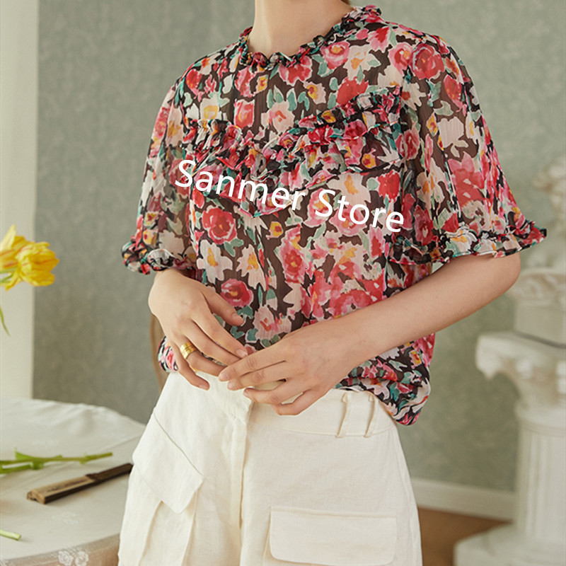 2021 New Primavera Vero Feminino Floral Impresso Blusa Senhora Manga Curta Babados Prairie Chic O-neck Lao-up Camisa 3xeb, Black
2021 New Primavera Vero Feminino Floral Impresso Blusa Senhora Manga Curta Babados Prairie Chic O-neck Lao-up Camisa 3xeb, Black