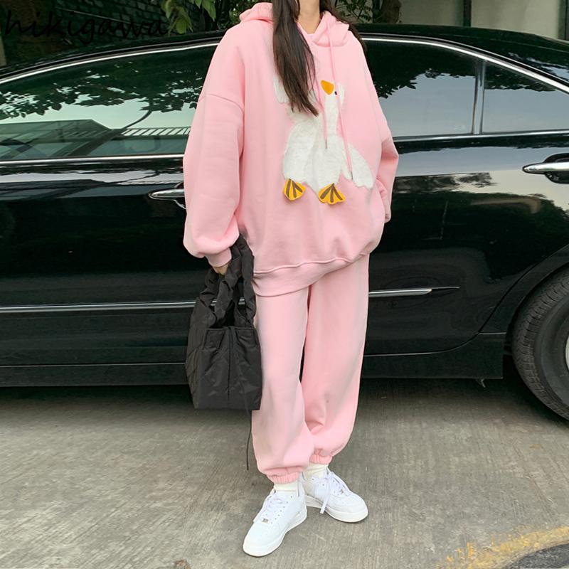 Women's Two Piece Pants Hikigawa Fashion Set Women Thicked Hooded Sweatshirt Tops Casual Harem Streetwear Tracksuit Korean Suit 2 Pcs, White
Women's Two Piece Pants Hikigawa Fashion Set Women Thicked Hooded Sweatshirt Tops Casual Harem Streetwear Tracksuit Korean Suit 2 Pcs, White