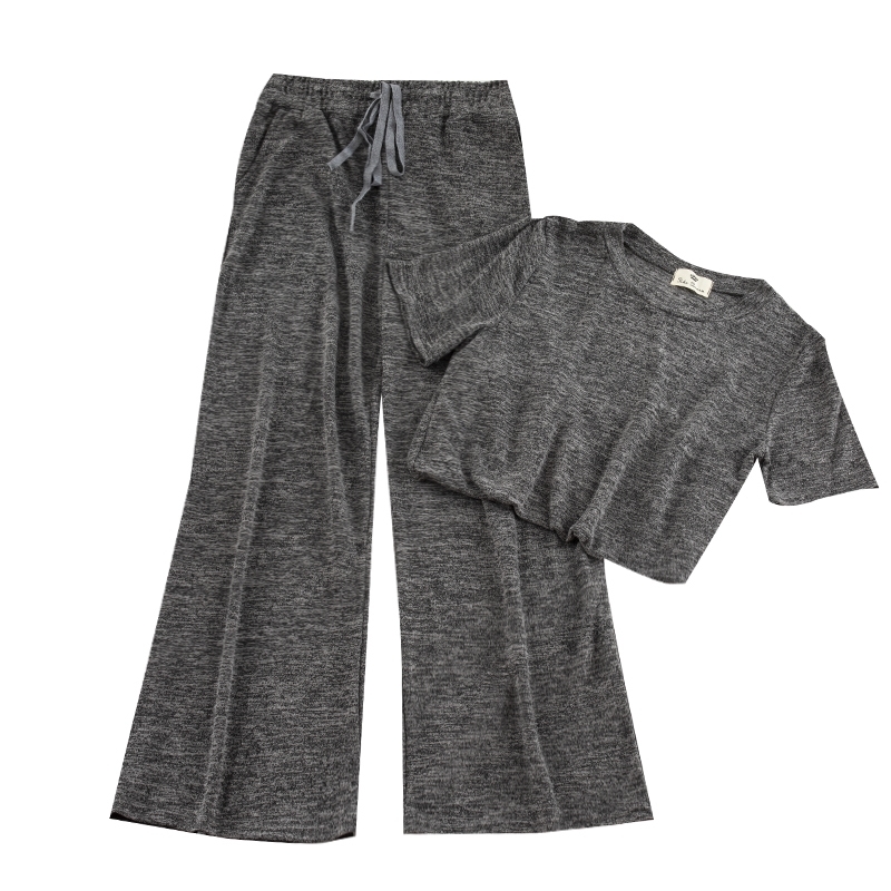 New Women's Sets Shortsleeved Tshirt High Waist Loose Show Thin Fashion Broadlegged Casual Trouser Suit Women's Clothing T200817