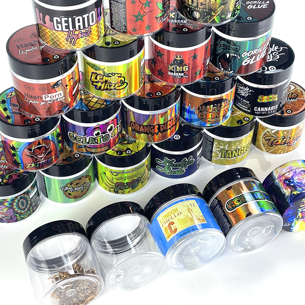 Plastic Empty Box Dry Herbals Tobacco Storage Round Container Laser Stickers Set Reusable Transparent Visualization Jar Cream Oil Wax Blam 50ml от DHgate WW