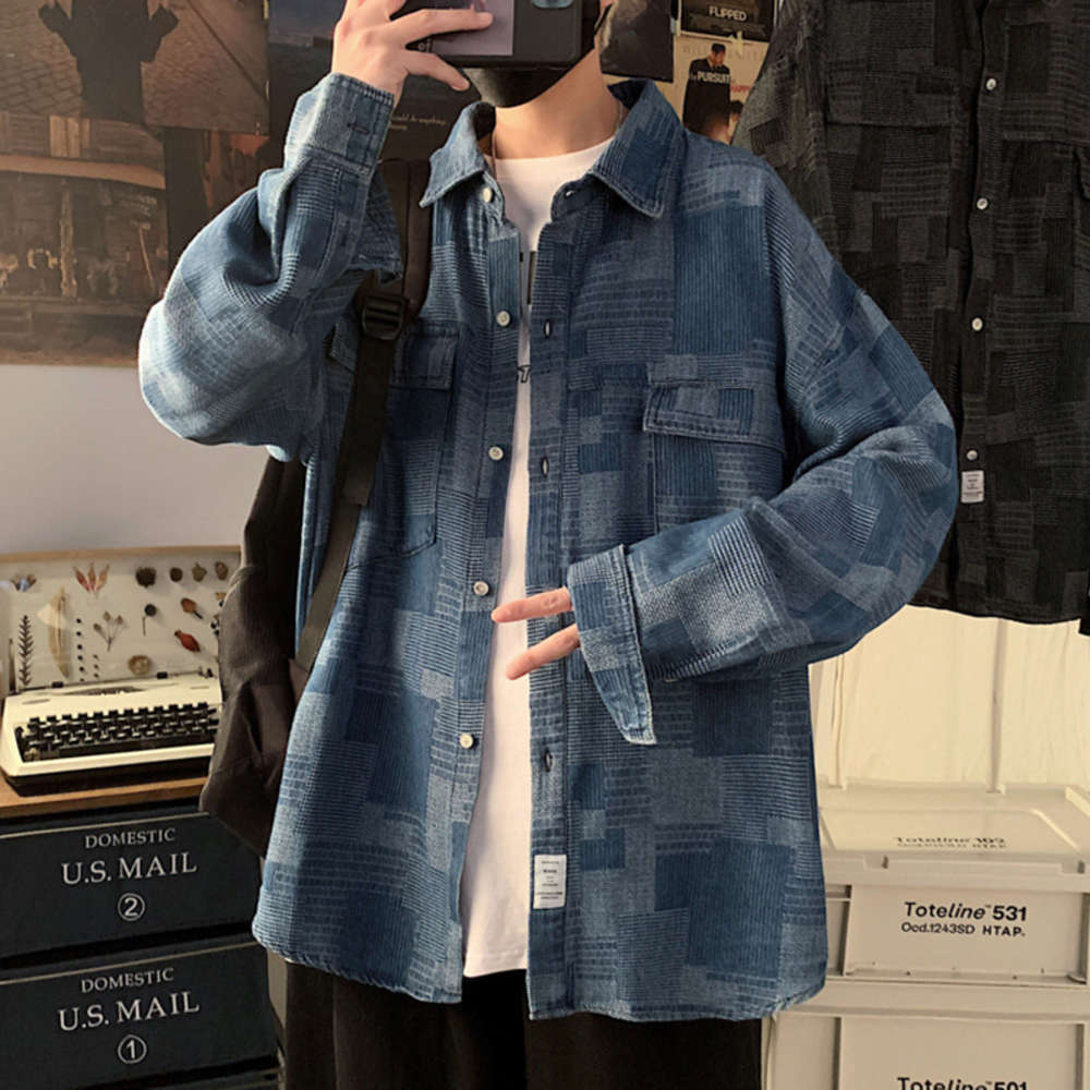 Spring and autumn denim shirt men's long sleeve brand casual Korean fashion cool loose jacket, White;black
Spring and autumn denim shirt men's long sleeve brand casual Korean fashion cool loose jacket, White;black