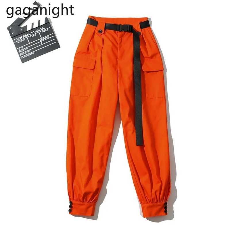 Streetwear Cargo Pant Casual Joggers High Waist Loose Female Long Trousers Sashes Ladies Hip Hop Dace 210601