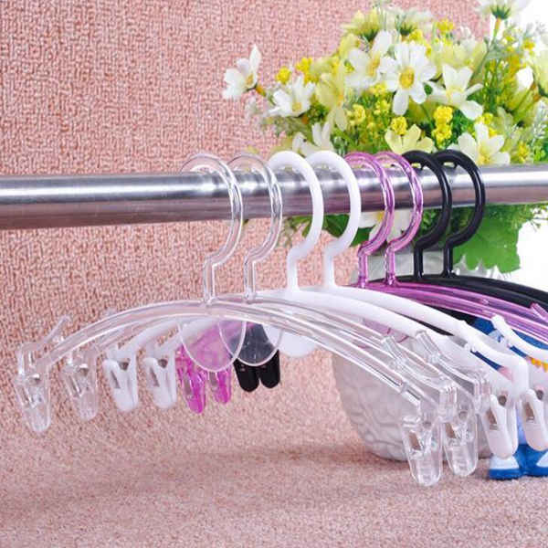 Transparent plastic fashion panty hanger thickened bra hanger with clip special underwear hanger for clothing store 
Transparent plastic fashion panty hanger thickened bra hanger with clip special underwear hanger for clothing store
