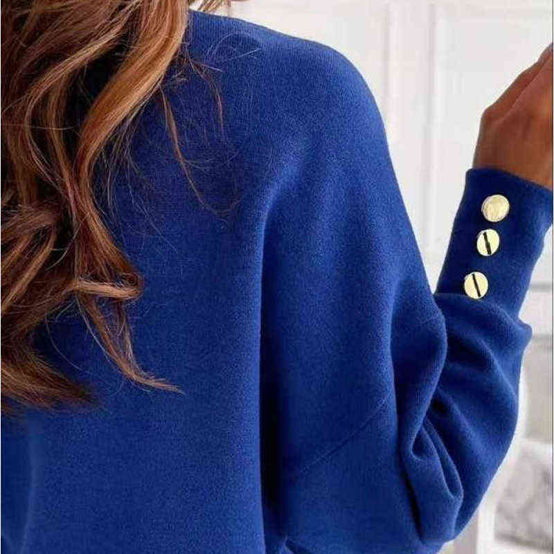 Spring Long Sleeve Knitted Sweater Women V-neck Jumper Sweaters for Women Button Loose Office Lady Casual Pullover 211109