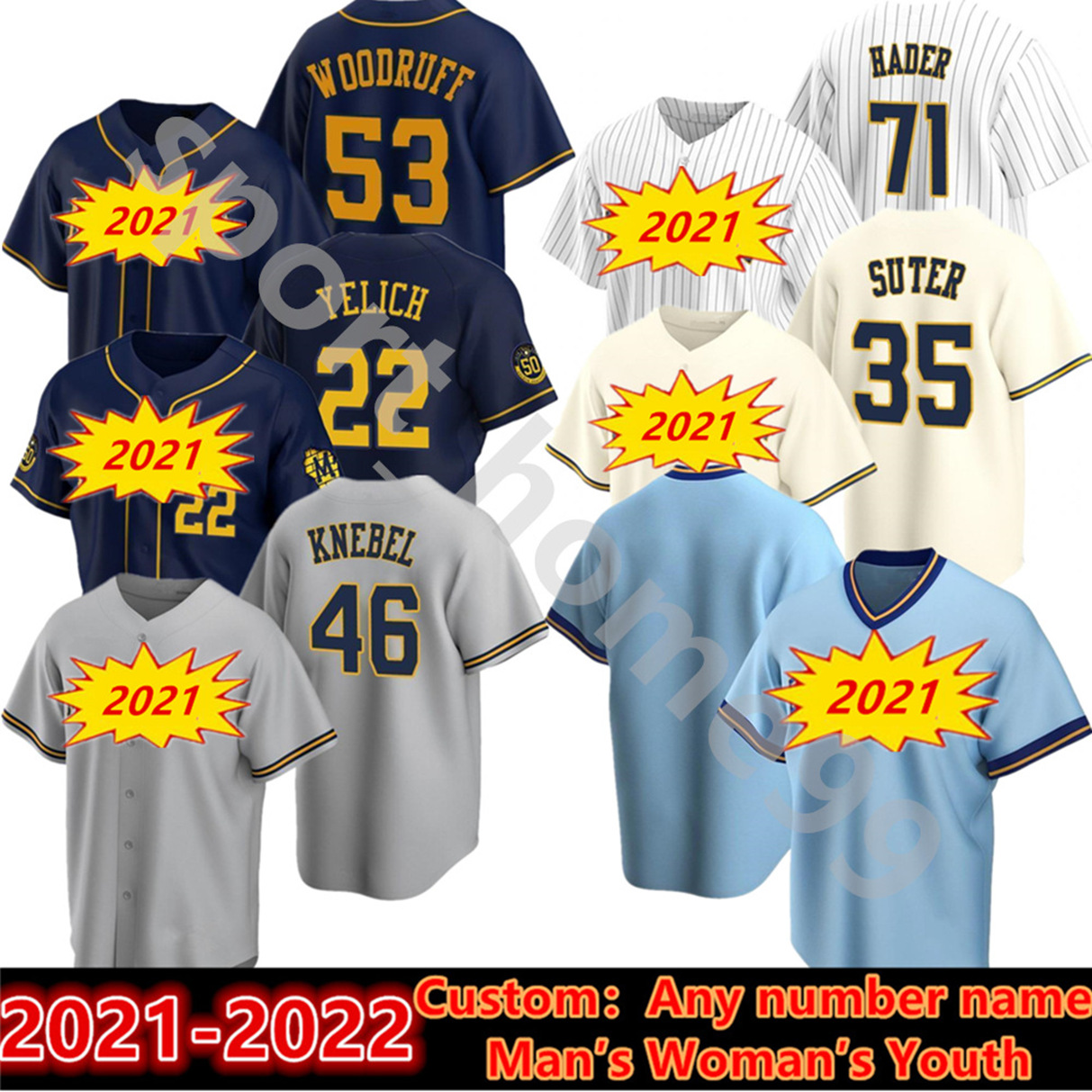 2021 Custom Brewers 46 Corey Knebel Jersey 22 Christian Yelich 53 Brandon Woodruff 35 Brent Suter 45 Brad Boxberger Milwaukee Mens Women you, Blue;black
2021 Custom Brewers 46 Corey Knebel Jersey 22 Christian Yelich 53 Brandon Woodruff 35 Brent Suter 45 Brad Boxberger Milwaukee Mens Women you, Blue;black
