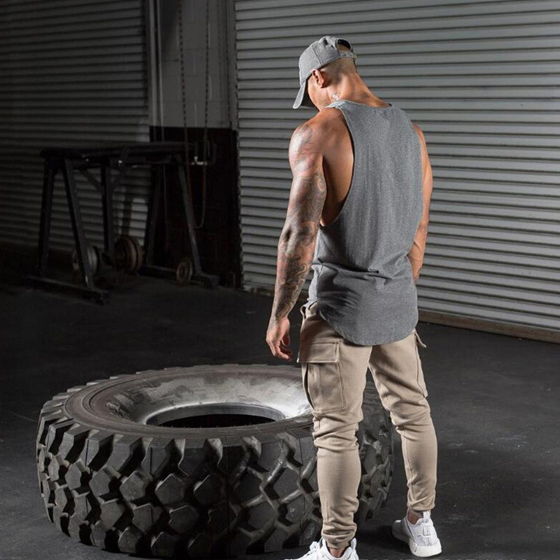 cotton sleeveless shirts tank top men Fitness shirt mens singlet Bodybuilding workout gym vest 210308