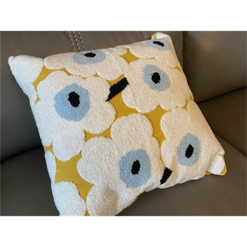 Unikko Marimekko Embroidered Poppy Pillow Finland Nordic Style Living Room Sofa