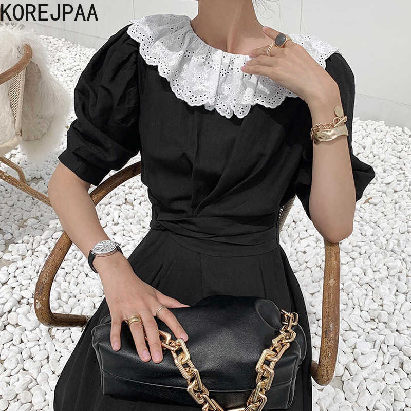 Korejpaa Women Dress Summer Korea Fashion Elegant Temperament O Neck Hollow Lace Crochet Stitche Lace Bubble Sleeve Vestido 210526, Black
Korejpaa Women Dress Summer Korea Fashion Elegant Temperament O Neck Hollow Lace Crochet Stitche Lace Bubble Sleeve Vestido 210526, Black