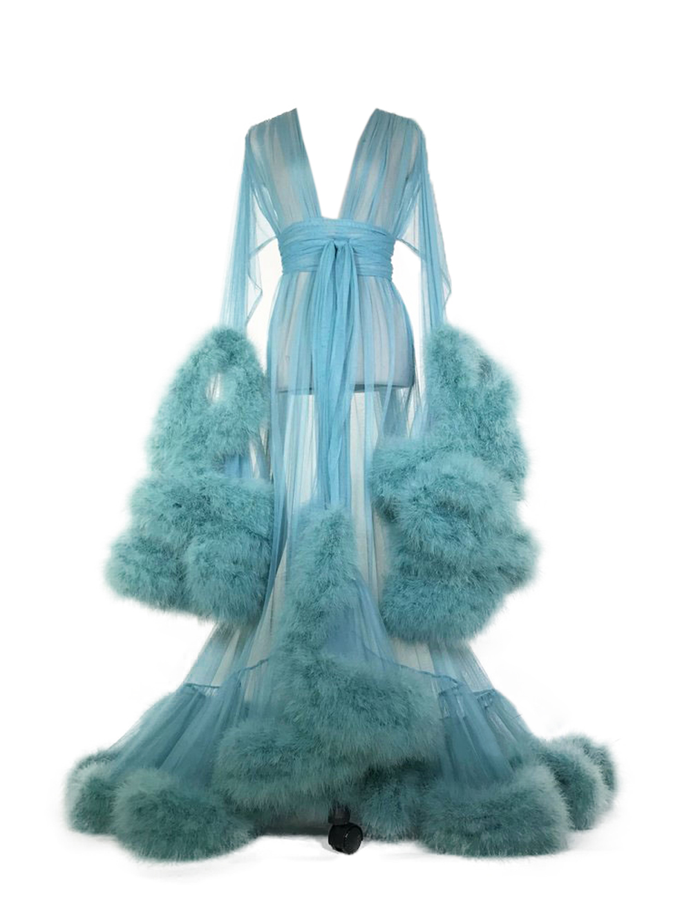 fur night robe bridal long sleeves sleepwear see through sexy party nightgowns robes custom made