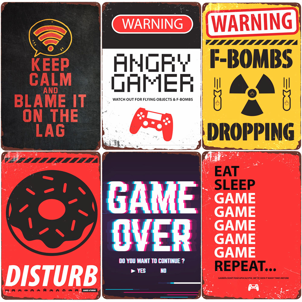 2021 Warning Angry Gamer Over Vintage Tin Sign Gaming Repeat Wall Poster Club Home Bedroom Decor Eat Sleep Game Funny Wall Stickers Plaque
2021 Warning Angry Gamer Over Vintage Tin Sign Gaming Repeat Wall Poster Club Home Bedroom Decor Eat Sleep Game Funny Wall Stickers Plaque