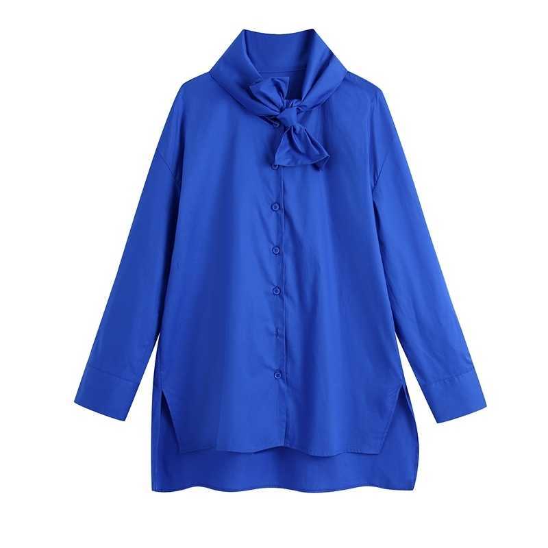 Fashion Long Lace Up Bow Blouse Women Solid Color Loose Plus Size Spring Shirts Ladies Office Tops 210525, Blue
Fashion Long Lace Up Bow Blouse Women Solid Color Loose Plus Size Spring Shirts Ladies Office Tops 210525, Blue
