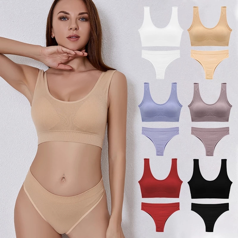 Women Bra Sets Panties Sexy Push Up Bralette Female Fitness Seamless Thong Sports Lingerie Brassiere Set Tank Crop Tops, Mixed colors
Women Bra Sets Panties Sexy Push Up Bralette Female Fitness Seamless Thong Sports Lingerie Brassiere Set Tank Crop Tops, Mixed colors