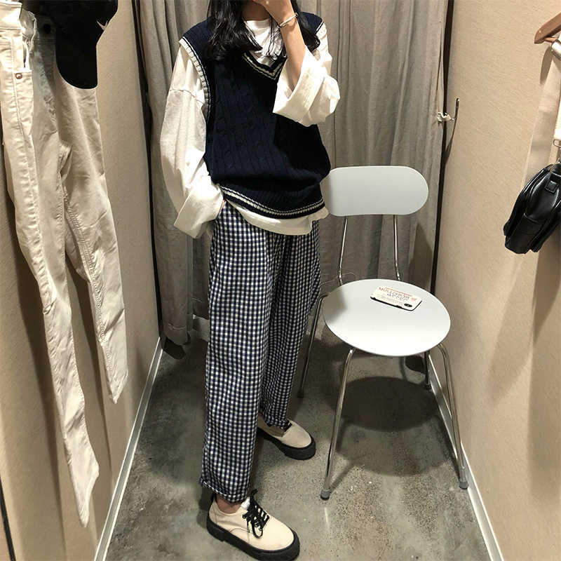 3 colors autumn and winter preppy style v neck knitted sleeveless vest sweaters womens pullovers womens (X973) 210918