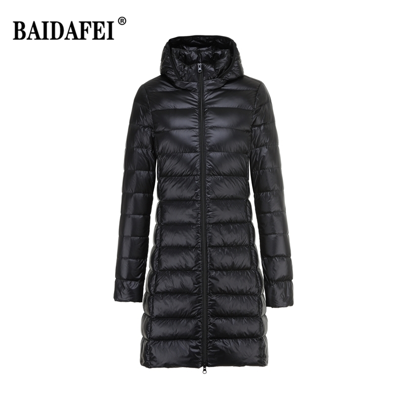 Women's Lightweight Water-Resistant Packable Puffer Coat Hood Removable Women Female Portable Fluffy Long Jackets 210819