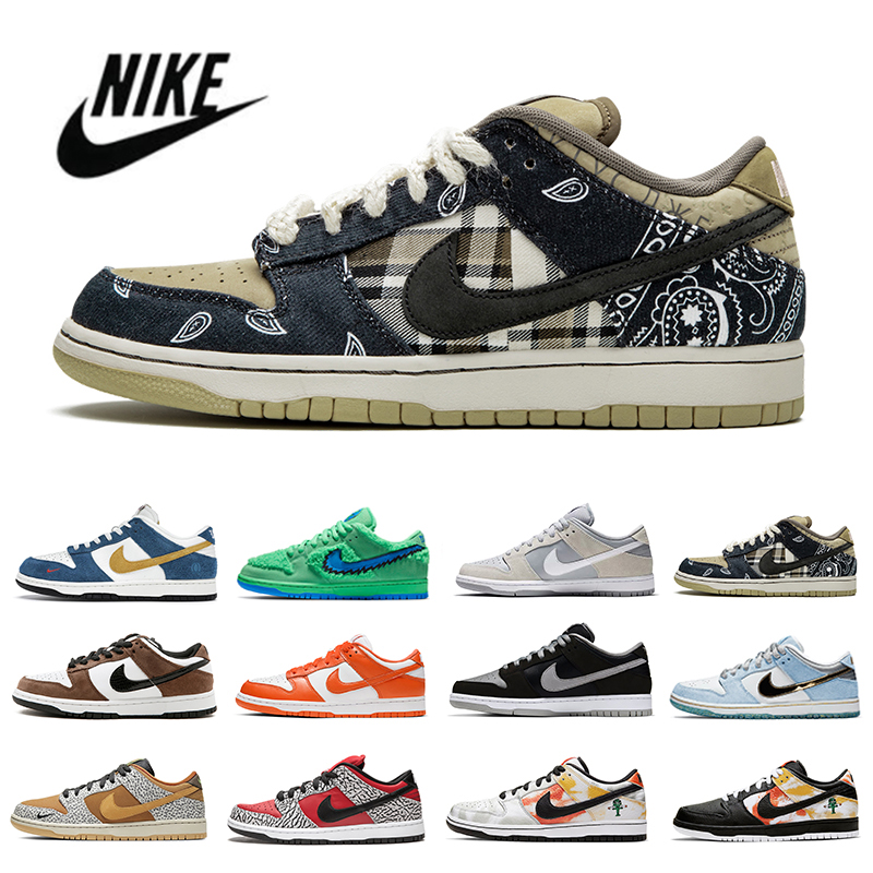 SB dunk men low women Basketball shoes dunks UNC coast Chunky Dunky travis Varsity Green glow Black white Syracuse platform trainers outdoor sports sneakers, Color#49