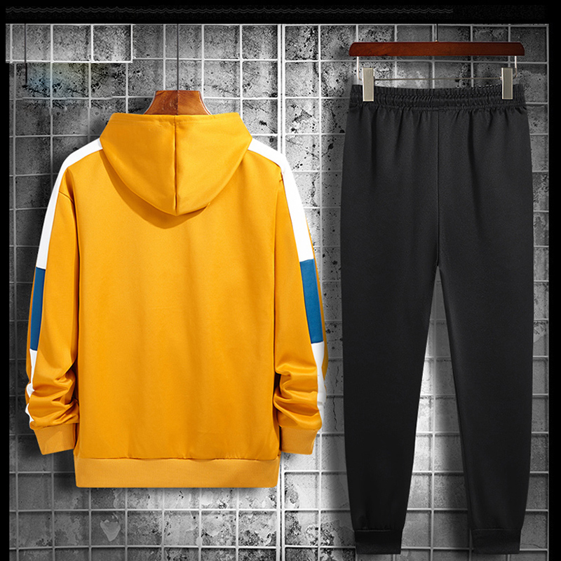Autumn Pullover Hoodies Sweatshirts Pants Sets Men's Sportswear Casual 2 Pieces Tracksuit Men Patchwork Track Suits Streetwear 201210