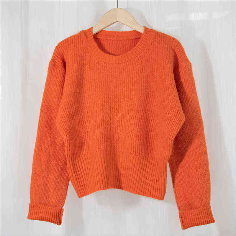 Colorfaith Spring Women's Sweater Pullovers Warm Minimalist Korean Short Elegant Solid Sweet Lady Jumpers SW1184 211109