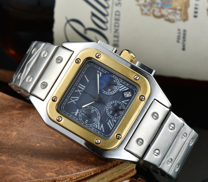 Small Dial Working Luxury Super Good President Day Date Watch Square Designer full functional stainless steel mens reloj Wristwatch Stopwatch, Slivery;brown
Small Dial Working Luxury Super Good President Day Date Watch Square Designer full functional stainless steel mens reloj Wristwatch Stopwatch, Slivery;brown