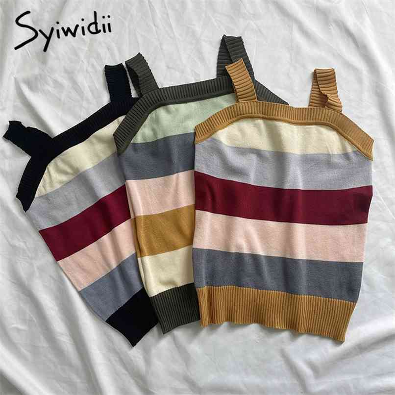 Striped Tank Tops For Women Knitted Clothes Cami Cute Sexy Streetwear Crop Top Korean Fashion Sweater Summer Green 210607, Black
Striped Tank Tops For Women Knitted Clothes Cami Cute Sexy Streetwear Crop Top Korean Fashion Sweater Summer Green 210607, Black