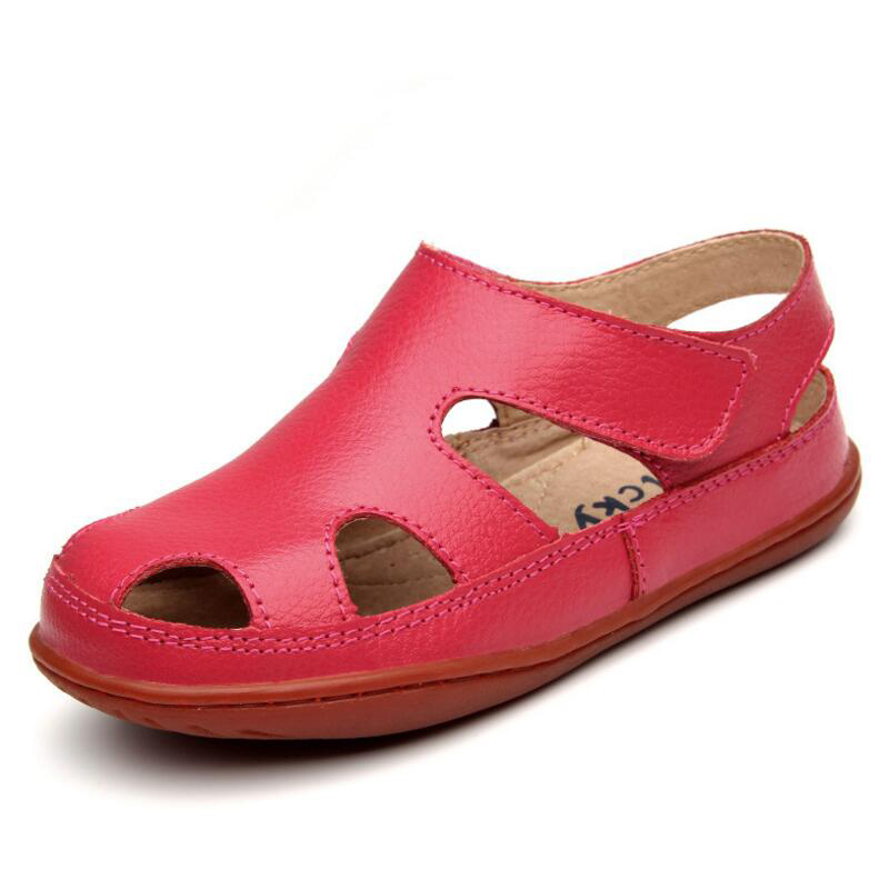 Summer Children's Sandals Boy Girls Fashion Genuine Leather Kids Beach Sandals Non-slip Casual Sport Sandals Comfortable 210226