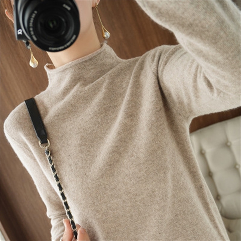 Autumn Winter Soft Stretch Women's Sweaters Thick Turtleneck Pullover Loose Elastic Pile Neck Women's Warm Knitted Sweaters 210218