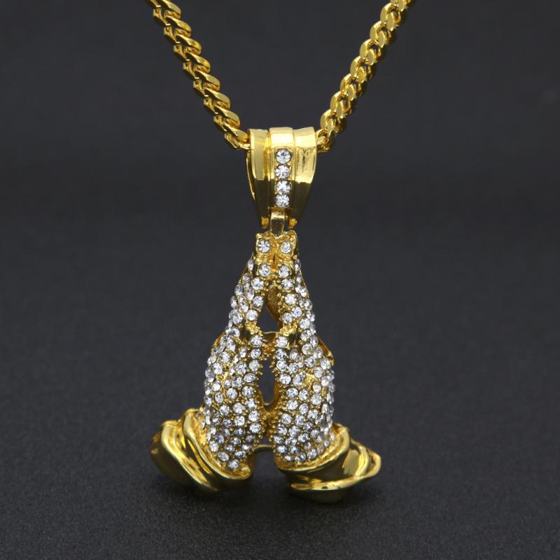 Pendant Necklaces Hip Hop Praying Hand Men's Iced Out Crystal Rhinestone Hands Charm Cunban Link Chains For Women Rapper Jewelry
Pendant Necklaces Hip Hop Praying Hand Men's Iced Out Crystal Rhinestone Hands Charm Cunban Link Chains For Women Rapper Jewelry