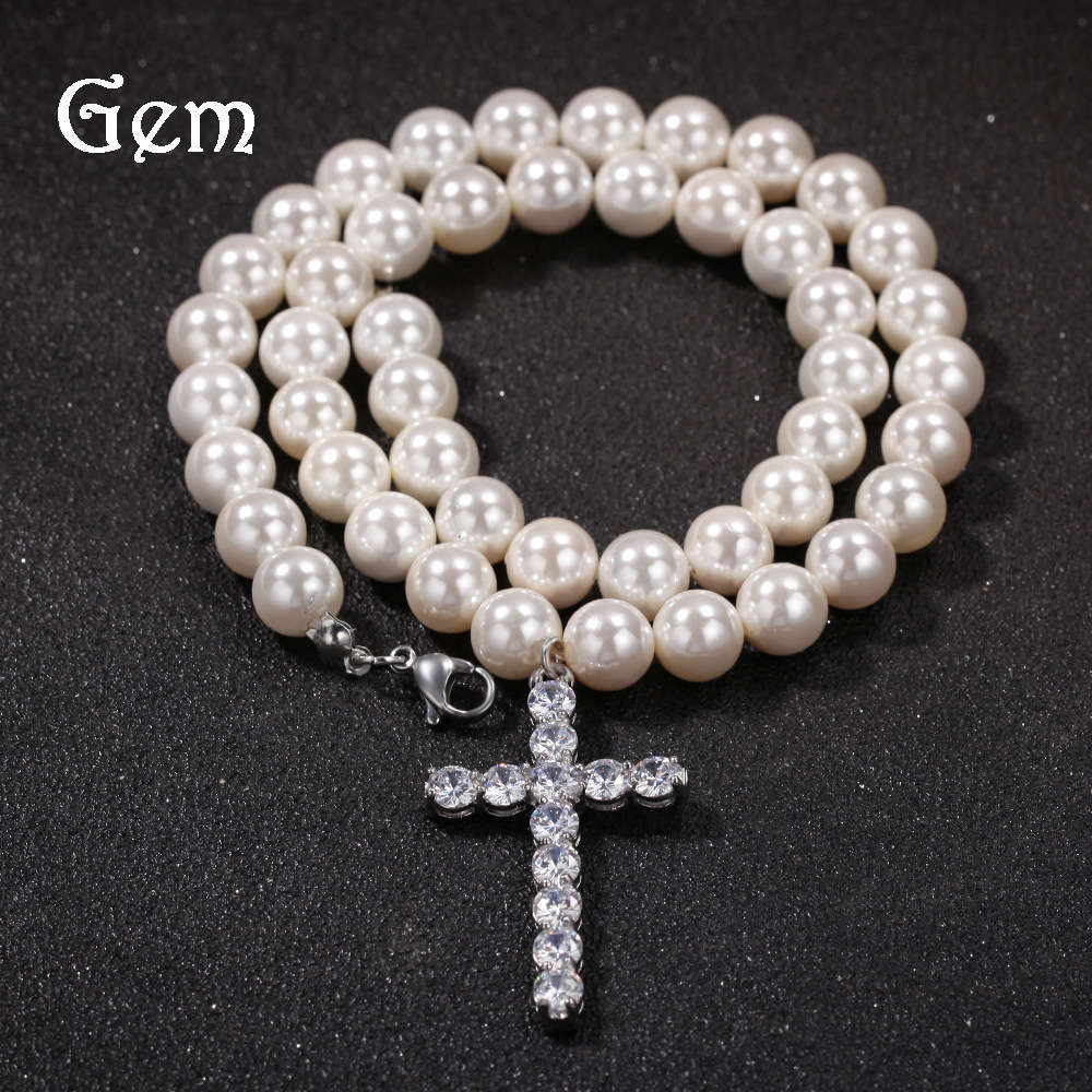 Simple cross 8-10mm pearl necklace hip hop trend men's and women's accessories
Simple cross 8-10mm pearl necklace hip hop trend men's and women's accessories