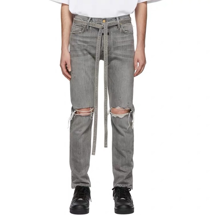 2021 New Kanye West Distressed Slim Belted Grey Fog Jeans with Ribbon Men Ankle Zips Knee Holes Biker Streetwear Pants 6axh, Blue
2021 New Kanye West Distressed Slim Belted Grey Fog Jeans with Ribbon Men Ankle Zips Knee Holes Biker Streetwear Pants 6axh, Blue