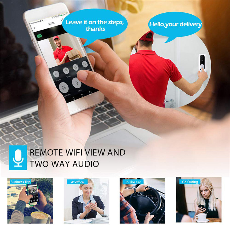 Wireless Tuya Smart Life WiFi Video Doorbell Waterproof Camera Night Vision APP Control Call Intercom Video-Eye Apartments Door Bell Ring support Alex